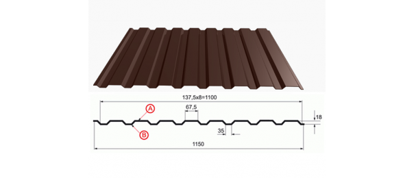 Профнастил коричневый оцинкованный  RAL 8017 С-20 купить недорого в Раменском
