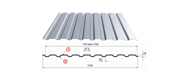 Профнастил оцинкованный С-20 1100x3000 купить недорого в Раменском